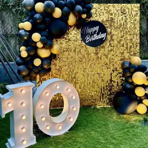 Black Buckle Backboard Birthday Wedding Gold Shimmer Sequin <strong>Panel</strong> Backdrop Wall - Product Image 2