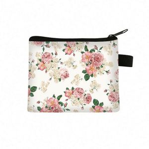Monedero Personalizado con Estampado de Flores para Estudiantes, Bolsa de Almacenamiento de Monedas de Poliéster - Product Image 1