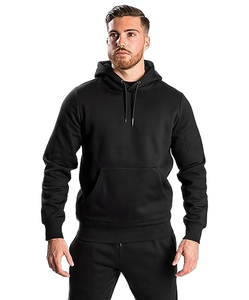 <b>Men's</b> 100% Cotton Winter Knitted Solid Color Hooded Sweatshirt <b>Pullover</b> Hoodie with Front Pocket Plain Dyed Casual Streetwear - Product Image 1