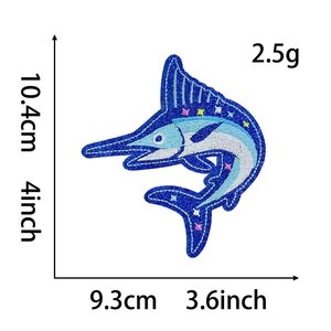 Parches Termoadhesivos <span class=keywords><strong>de</strong></span> Sarga Ecológica Bordados con Motivos <span class=keywords><strong>de</strong></span> Pesca (Pez Espada, Lubina) para Sombreros, Chaquetas, Chalecos, Mochilas y Deportes al Aire Libre - Product Image 3