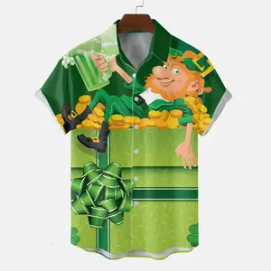 Hawaiian Shirts For Men Loose Short Sleeve Men Beach Shirts Resort green color S-6XL Casual Shirts