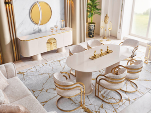 Bộ ghế ăn nhung phong cách hiện đại, thiết kế độc đáo, nội thất sảnh khách sạn, ghế nhà hàng, ghế cưới, làm bằng thép không gỉ - Product Image 3