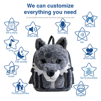 Jouets en peluche personnalisés sacs pour enfants poupées garçons sac de maquillage cadeaux cool loup dessin animé sac à dos en peluche animaux sauvages jouets poupée en peluche
