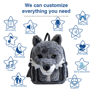 Custom Pluche Speelgoed Kinderen Tassen Poppen Jongens Make-Up Tas Geschenken Cool Wolf Cartoon Rugzak Gevulde Wilde Dieren Speelgoed Pop Pluche - Product Image 3