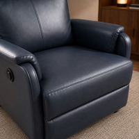 Sofá Reclinable Eléctrico Moderno con Función de Masaje, Estructura Metálica, Tapicería de Cuero PU, Sillón Reclinable Giratorio para Sala de Estar