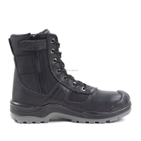 Bottes de sécurité montantes à embout d'acier en cuir litchi noir antidérapantes unisexe pour le travail, la construction, l'usine, l'exploitation minière Printemps-Été