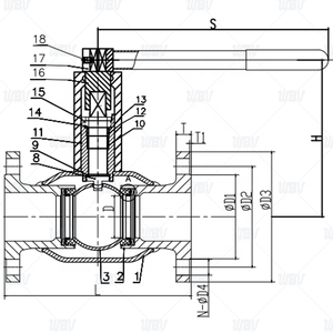 Bille à diamètre réduit entièrement soudée Q41HF-20K CF8, poignée fixe avec verrou KIS - Product Image 2