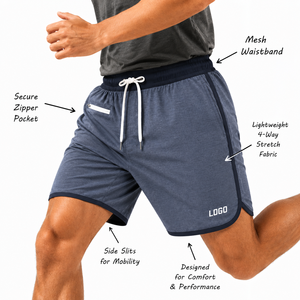 Shorts de course 2-en-1 personnalisés à séchage rapide pour l'entraînement sportif avec doublure en mesh et poches zippées pour équipes - Product Image 4