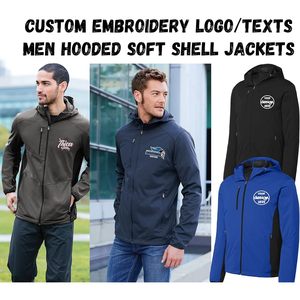 ENCRE POINT Conception personnalisée Hommes J719 Soft Shell Longues Vestes À Capuche Veste D'extérieur avec Votre Propre Logo/Textes - Product Image 6