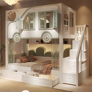 <span class=keywords><strong>Lit</strong></span> mezzanine moderne JS en forme de voiture avec cadre en bois massif, étagère de rangement et bureau intégré, <span class=keywords><strong>lit</strong></span> confortable pour chambre de garçons - Product Image 4