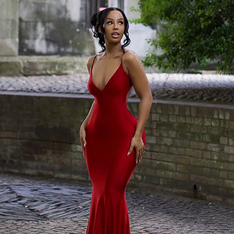 Shop Our Selection of Summer Red Sexy Spicy Girl Sling Long Dress Shop Our Selection of Summer Red Sexy Spicy Girl Sling Long Dress