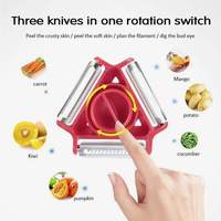 3 In 1 Roterende Ronde Groentefruitschiller Multifunctionele Magische Trio-Fruitschiller Met Roestvrijstalen Mes