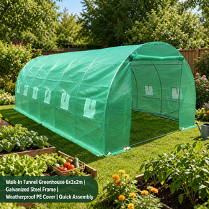 <span class=keywords><strong>Serre</strong></span> tunnel 6x3x2m portable avec structure en acier galvanisé, bâche en PE résistante aux UV, vente en gros, coupe-vent, pour extérieur - Product Image 2