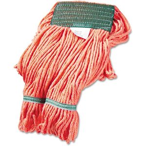 Boardwalk BWK502OR Orange Medium 5\" Super Loop Cotton/Synthetic Fiber Wet <b>Mop</b> Head Rectangle Pattern for Home Use 12/Carton - Product Image 1