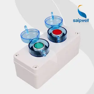 Boîte à boutons poussoirs SAIPWELL avec couvercle de sécurité boîte de commutation à 2 trous étanche boîtier personnalisé arrêt d'urgence boîte en plastique trou de 22mm