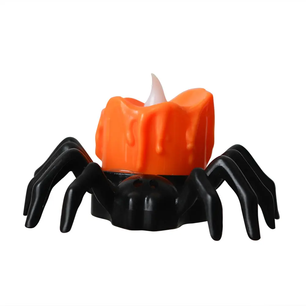 Halloween Decoration 12Pcs Spider Shaped LED Light Electronic Candle Light Party Decoration Props Small Night Light Ornaments