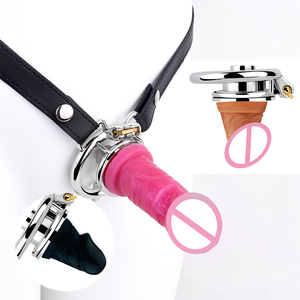 FRRK Male Chastity Lock Cage Slave <strong>Sexual</strong> <strong>Ring</strong> <strong>Cock</strong> Cage With Dildo Head Belt BDSM Bondage Negative Penis Cage Sex Toy for Male - Product Image 1