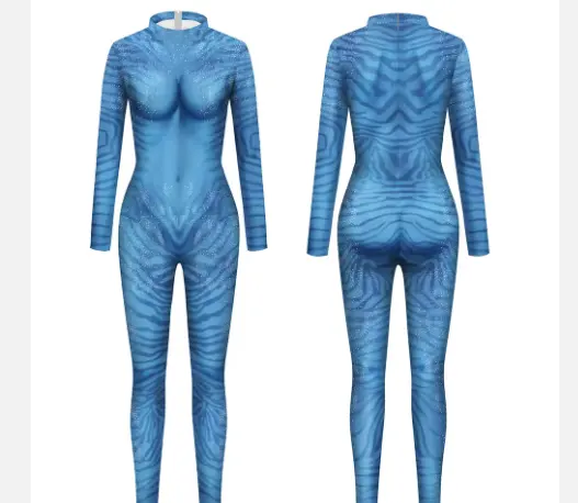 3D Jumpsuit Phụ Nữ Người Đàn Ông Avatar Cosplay Trang Phục Bodysuit Movie Avatar Cách Nước Người Ngoài Hành Tinh Cosplay Halloween Đảng Unisex