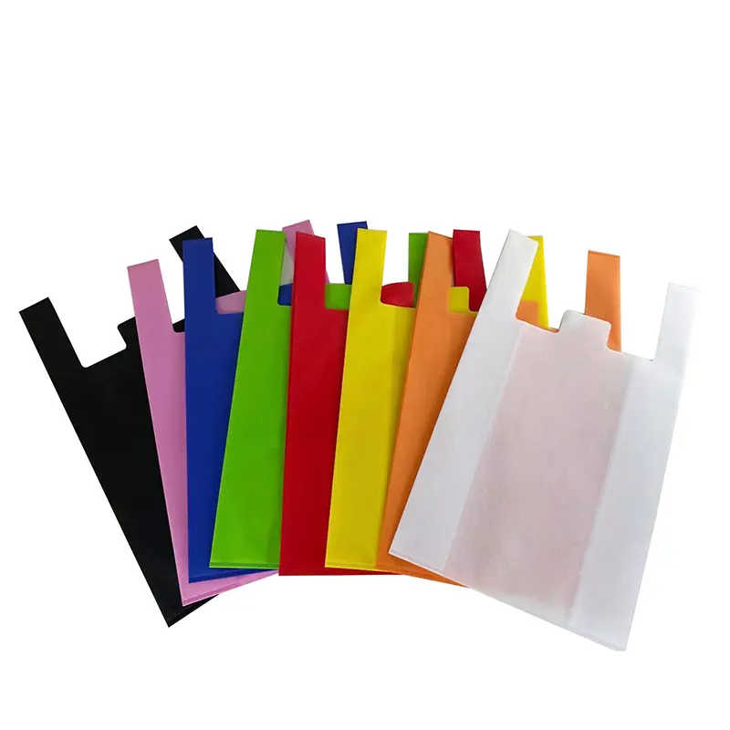 Eco friendly biodegradable non woven vest bag t-shirt shopping packing bags