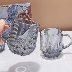 Tasse à café et à thé en verre diamanté de 300 ml, colorée et simple, avec poignée, pour la consommation quotidienne - Product Image 4