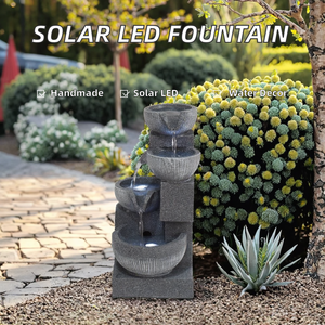 Fontaine solaire à LED pour <span class=keywords><strong>jardin</strong></span>, diamètre 36 cm, <span class=keywords><strong>bassin</strong></span> en résine, IP68, batterie au lithium, alimentée par l'énergie solaire - Product Image 2