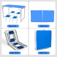 Portable rectangulaire moderne en métal Durable hauteur réglable Table à manger pliante activités de plein air Table de Camping
