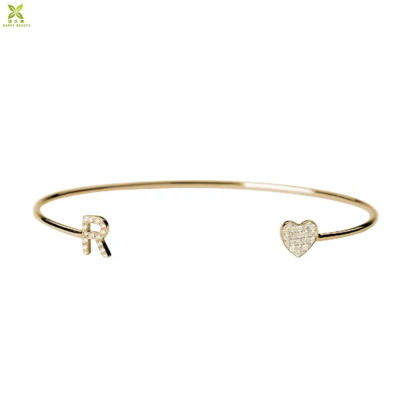 Bracelet personnalisé en diamant en or 14k, bijou de poignet minimaliste avec lettres en forme de diamant