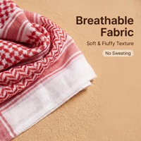Shemagh Keffiyeh Pria Merah Putih Geometris Sederhana Langsung dari Pabrik, Syal Kepala Etnik Arab Jacquard, Pelindung Matahari, Ghutra Gurun