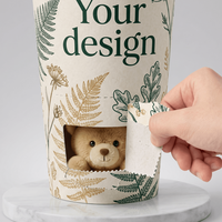 Gobelet à boisson jetable à double paroi en papier kraft créatif, compartiment cadeau mystère isolé au fond, qualité alimentaire, logo personnalisé OEM