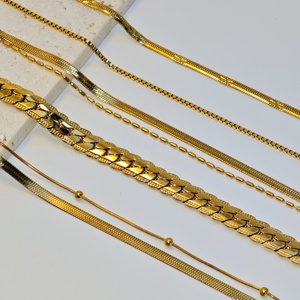 <span class=keywords><strong>Ilona</strong></span> Precio al por Mayor Nuevo Brazalete de Moda para Mujer Chapado en Oro de 18k, Brazalete de Cadena Fina de Acero Inoxidable, Conjunto de Joyería - Product Image 5