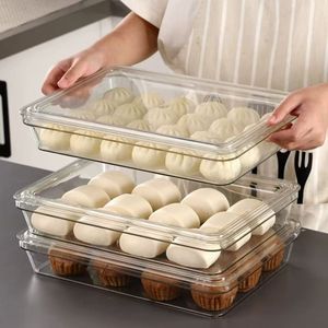 Food Storage <b>Container</b> Rectangle Clip-On Lid Freezable Household Refrigerated Frozen Dumpling <b>Box</b> - Product Image 2