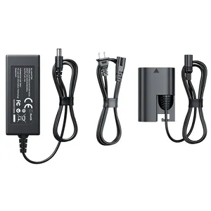 Adaptador de corriente CC negro ajustable, batería enchufable para cámara, venta directa de fábrica