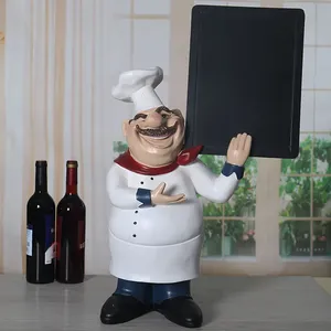 Statue <span class=keywords><strong>de</strong></span> chef en résine et fibre <span class=keywords><strong>de</strong></span> verre, figurine décorative <span class=keywords><strong>de</strong></span> chef gras en position <span class=keywords><strong>de</strong></span> cuisinier, personnalisable avec inscription 'Bienvenue Chef' pour restaurant - Product Image 4