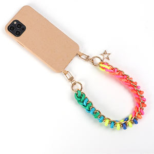Cuerda gruesa con eslabones dorados para teléfono móvil, cadena tejida hecha a mano para teléfono móvil, Correa personalizada para bolso, cordón colgante de repuesto para teléfono - Product Image 1