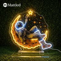 Letrero Luminoso LED de Astronauta |   Lámpara de Neón de Silicona Acrílica con Impresión UV para Habitación Infantil, Decoración de Pared para Sala de Juegos de Ciencia Ficción
