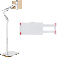Support de sol rotatif à 360° avec bras flexibles, support universel pour téléphone et tablette de 135 cm, support de lit pliable en aluminium pour téléphone