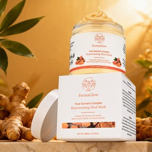 Mascarilla Facial de Arcilla de Cúrcuma Fermentada, Iluminadora, Limpiadora Profunda, Desintoxicante de Poros, Antioxidante, Renovadora de la Piel Opaca, Rejuvenecedora - Product Image 3