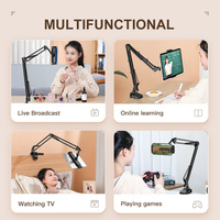 Ayarlanabilir CT08 iPad Uyumlu Tembel Stand Tablet Telefon Tutucu Yatakta Kullanım İçin Güçlü Karbon Çelik Destekli 4.7-12.9 İnç Metal 5 Delikli