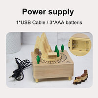 Caja de Música de Madera con Reloj Despertador, Grabado Láser Digital Electrónico, Diseño de Tren Giratorio, Regalo de Navidad Personalizado para Niños