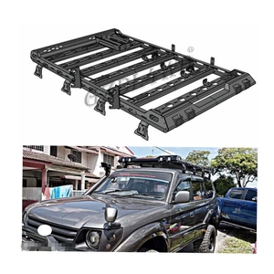 Barres de toit universelles en acier avec éclairage LED, revêtement poudré noir, capacité 100 kg+, pour Land Cruiser 70/80/90/100 Series Patrol Y60/Y61 - Product Image 1