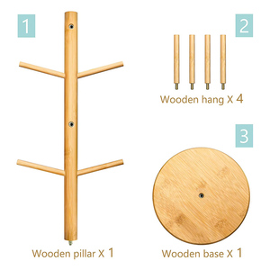 Support à tasses en bambou fait main avec égouttoir, présentoir décoratif pour tasses à thé, porte-clés d'entrée pour la maison - Product Image 3