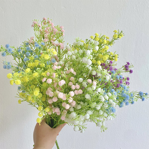 Ramo de Flores Artificiales de Gypsophila Qingyu Chronicle, de Goma Suave, en Blanco, Rosa, Amarillo, Azul Claro y Morado, para Decoración del Hogar - Product Image 1