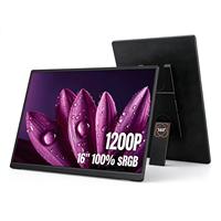 Moniteur portable 16 pouces 1920x1200 FHD IPS, écran 100% SRGB, support intégré, USB-C/Type-C, deuxième écran pour Mac, Windows, ordinateur portable