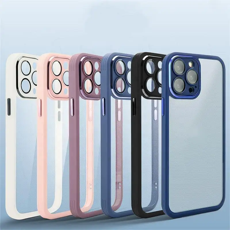 Luxury Metal Lens Camera Protection Back Cover For iPhone 13 Clear Acrylic PC Cell Phone Case For iPhone 12 Pro Max