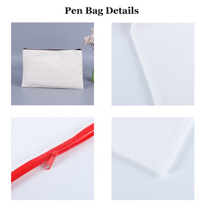 Estuche de lápices de lona DIY en blanco con logotipo personalizado, bolsa de viaje con cremallera, bolsa de lápices de transferencia térmica a granel para promoción - Product Image 4