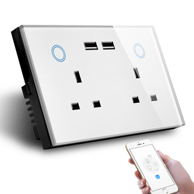 OEM ODM UK Plug Stalinite Panel WIFI USB2.0 Smart Socket by Remote Control