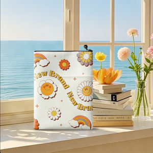 Funda de libro en blanco para sublimación, funda de libro de lino y algodón DIY con diseño de <span class=keywords><strong>bolsillo</strong></span> medio, funda de libro de tela de transferencia de calor con cremallera - Product Image 1