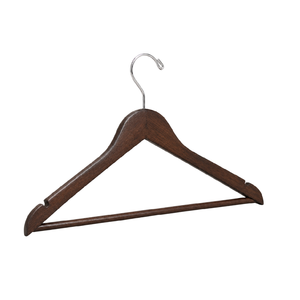 Cintres en bois brun foncé antique en gros avec barre lisse pour pantalons, pour hôtels et armoires, provenant du Vietnam - Product Image 1