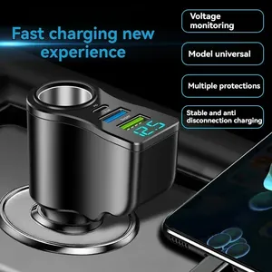 Cargador de coche 4 en 1 de 66W, divisor de enchufe de carga súper rápida, cargador de coche USB tipo C con pantalla digital de voltaje para iPhone y Huawei - Product Image 4
