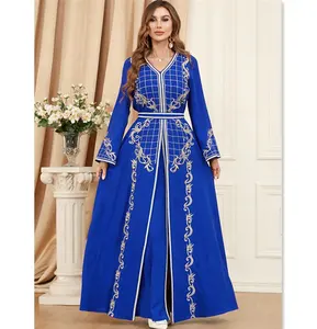 Elegant Spring Arabic Maxi Dress for Women A-line Party Dresses 2 Piece Abaya Sets Kimono Saudi Dubai Kaftan Islamic Clothing